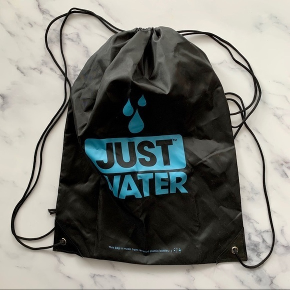 Just Water Black Cinch Sack Backpack Pool Camp Gym